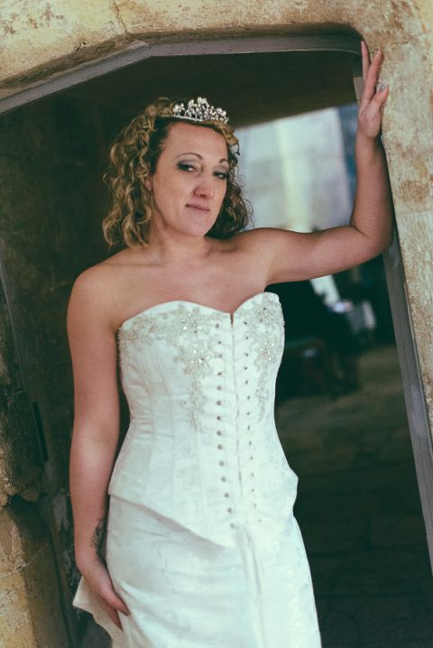 Portland Castle Dorset Wedding Fair Bridal model with bride posing
