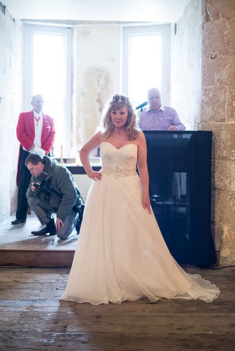 Portland Castle Dorset Wedding Fair Bridal Fashion show posing bride