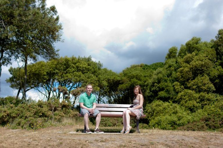 Dorset Portrait Wedding Photography on bench