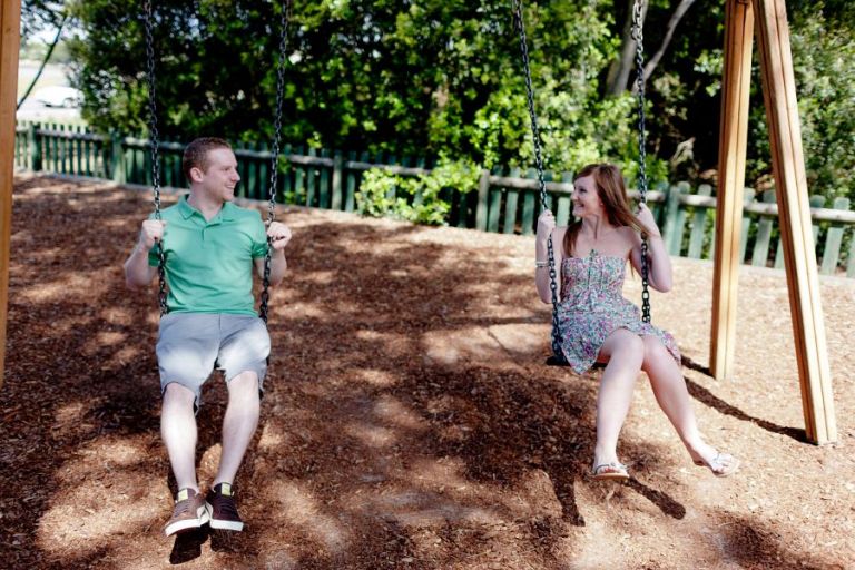 Dorset Portrait Wedding Photography on swings