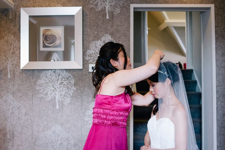 Langtry Manor Lodge Bridal preparations wedding veil