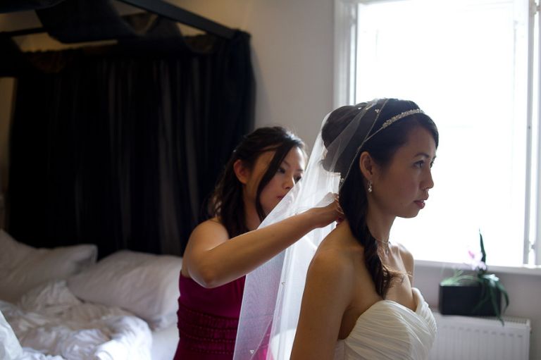 Langtry Manor Lodge Bridal preparations wedding veil finished