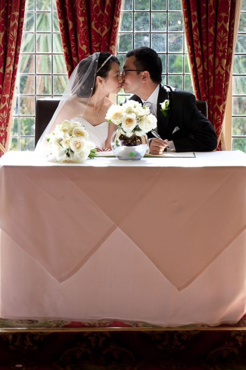 Langtry Manor Hotel Bournemouth wedding kiss
