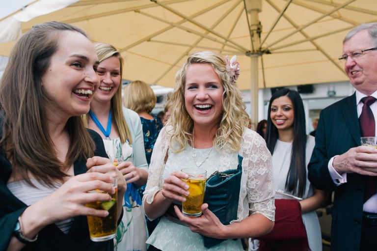 sandbanks bournemouth beach wedding guests smiling