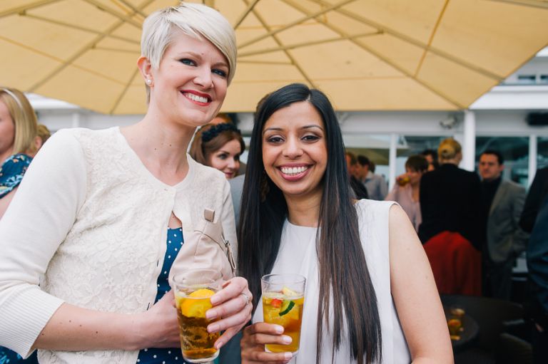 sandbanks bournemouth beach wedding guests smiling having fun