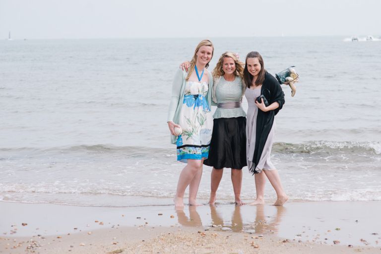 sandbanks bournemouth beach wedding guests with sea
