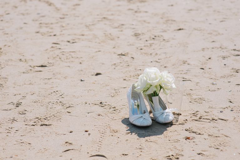 sandbanks bournemouth beach wedding flowers and shoes