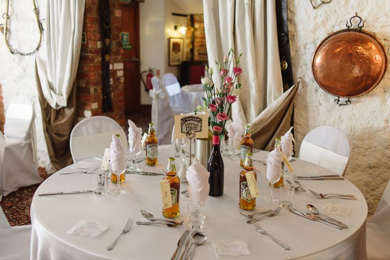 Silent Woman Inn Wareham Dorset ready for wedding breakfast table detail