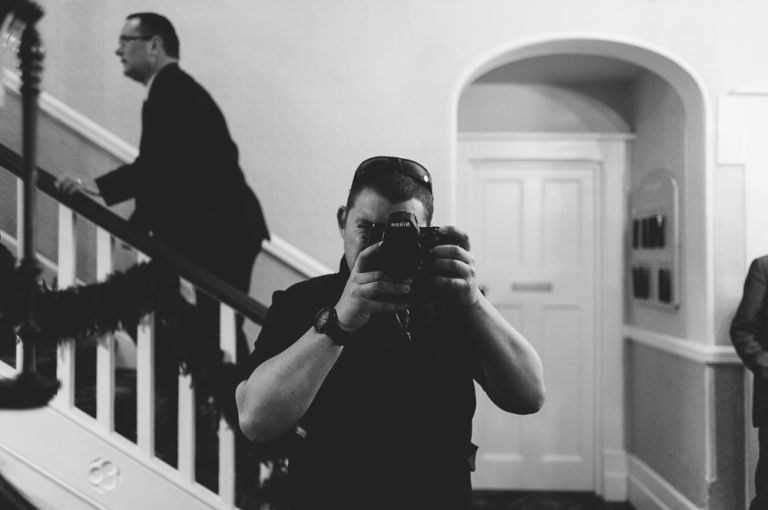 Dorset Wedding Photographer at Work by stairs