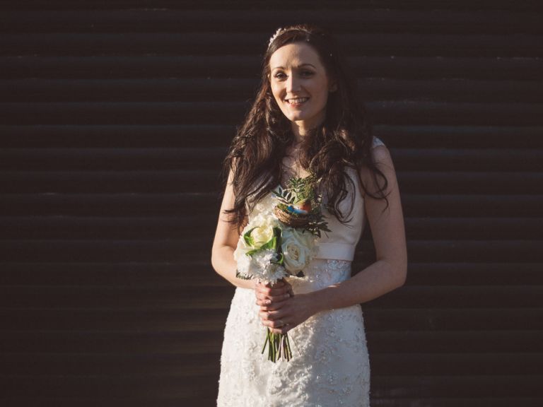 Beautiful Bride Roxanne outside Poole Guildhall