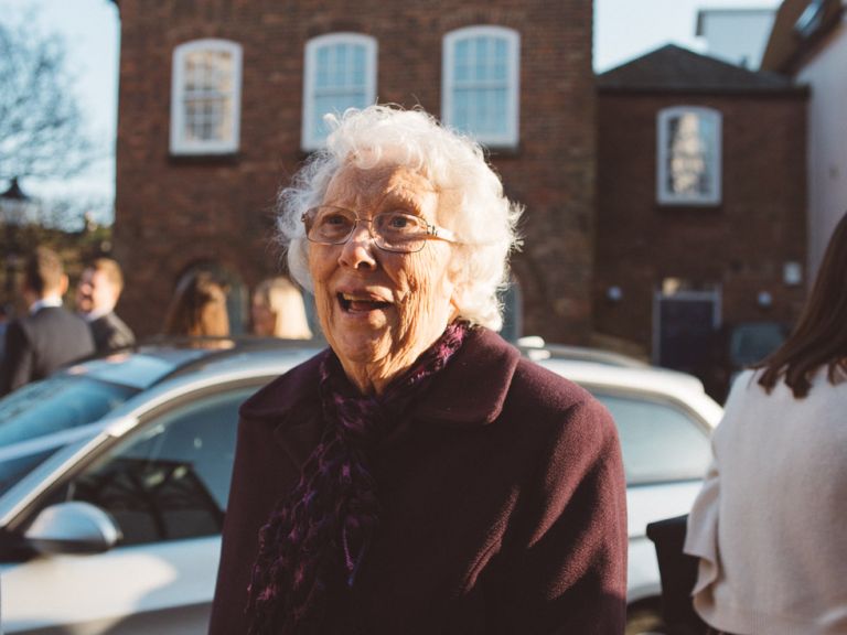 wedding couple at poole guildhall with grandma