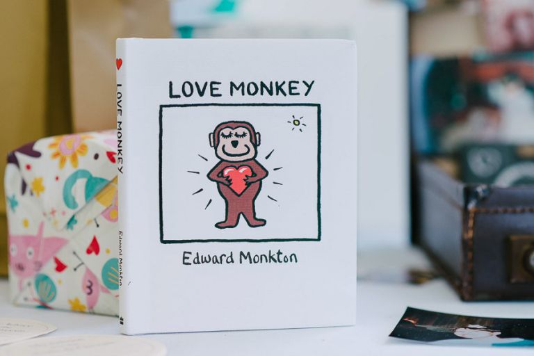 edward monkton love monkey at autumnal wedding at orangery wimborne
