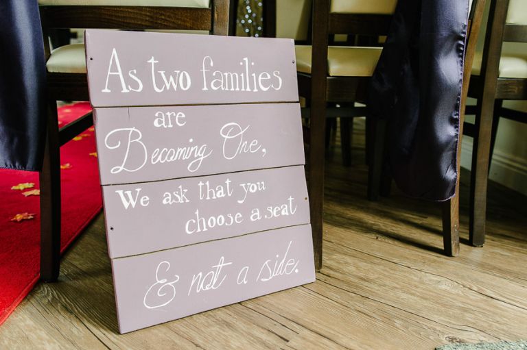 autumnal wedding at orangery wimborne wedding sign