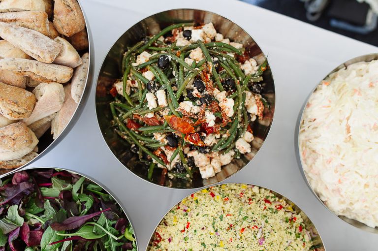 delicous food bbq inside wedding marque at weddings at the Old Vicarage christchurch