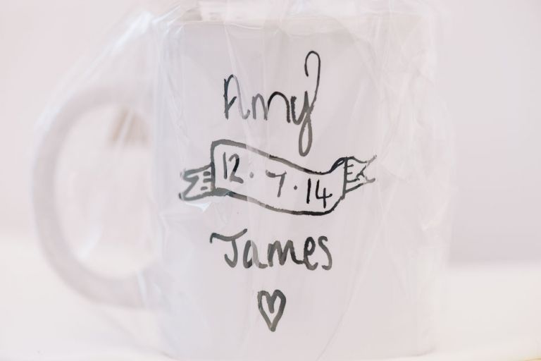 dorset garden marquee wedding details hand engraved mug