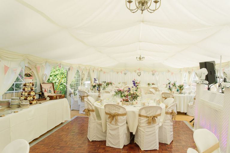 dorset garden marquee wedding inside