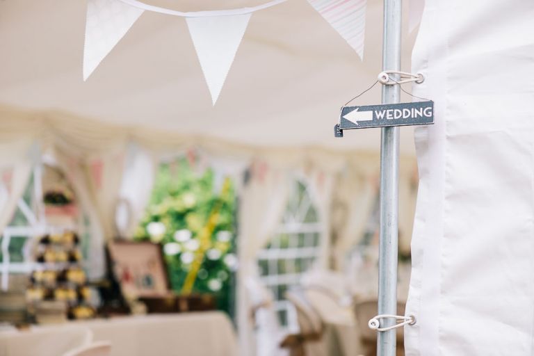 dorset garden marquee wedding sign