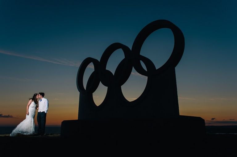 Wedding at Weymouth and Portland Sailing Academy - Silhouettes at sunset