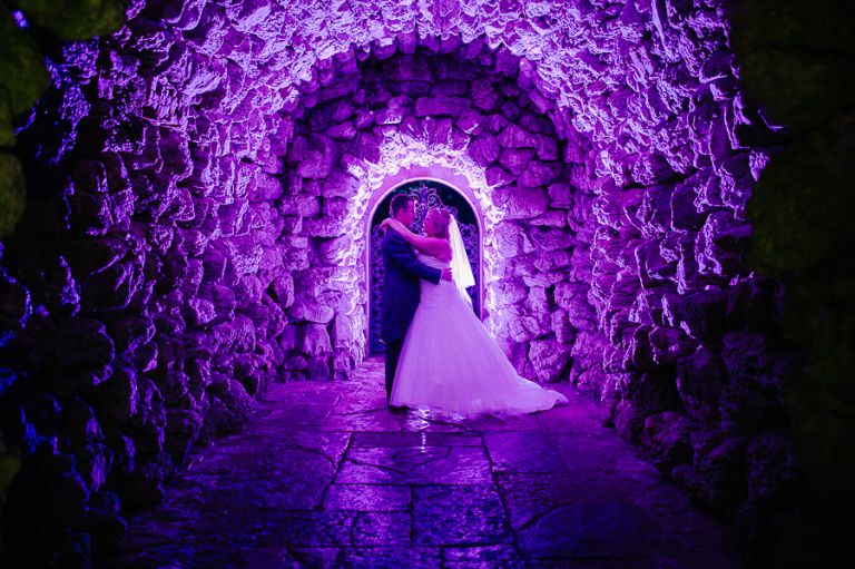 wedding photography at the italian villa - in the grotto awesome purple light photography
