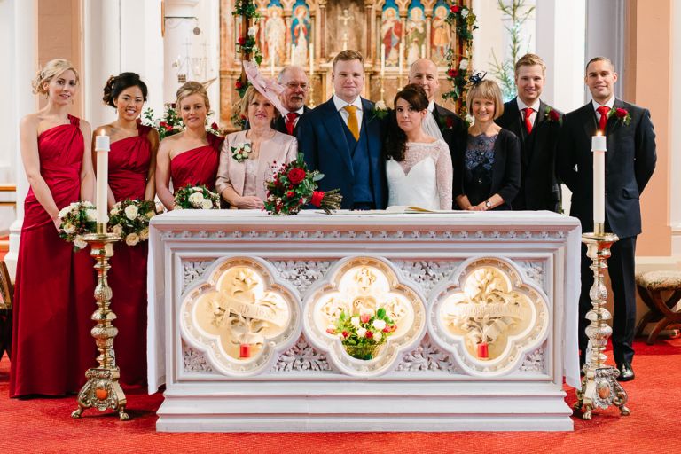 Bridal Party at the Alter in St Josephs Church Southampton