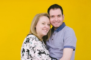 Helen and Phil Having fun in the studio ahead of their wedding at the Sandbanks Hotel