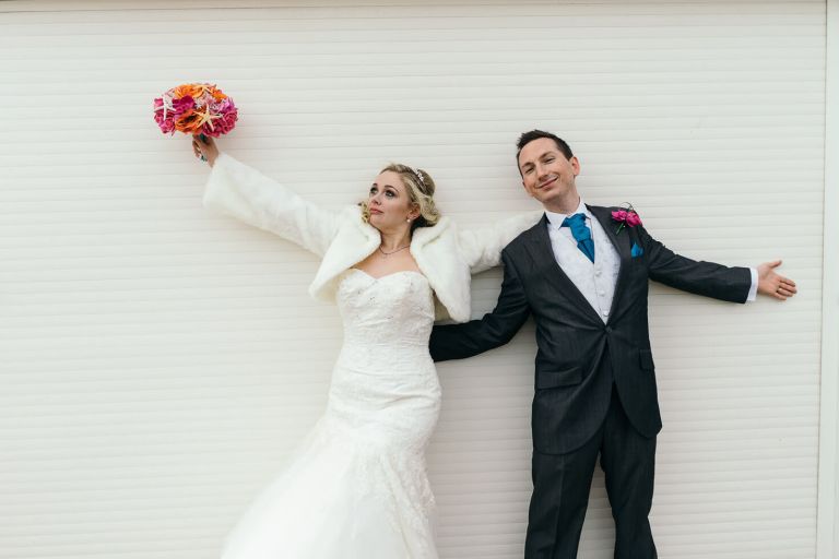 Matt and Jenny Celebrate their wedding day with some fun at the Sandbanks Hotel