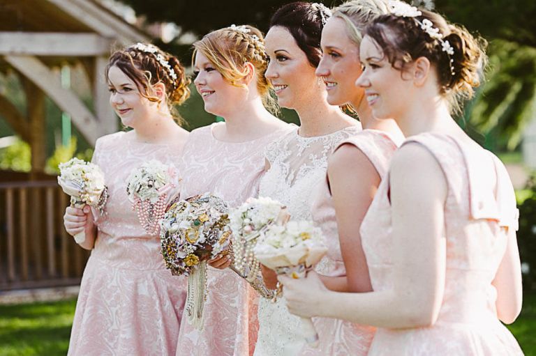 bride and bridesmaids at the balmer lawn hotel at a wedding